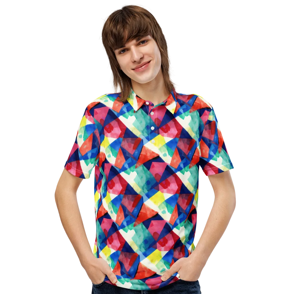 Chromatic Collage on Men's Slim Fit Polo Shirt — Front