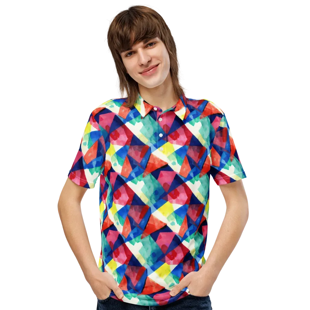 Chromatic Collage on Men's Slim Fit Polo Shirt — Front