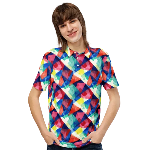 Chromatic Collage on a Men's Slim Fit Polo Shirt