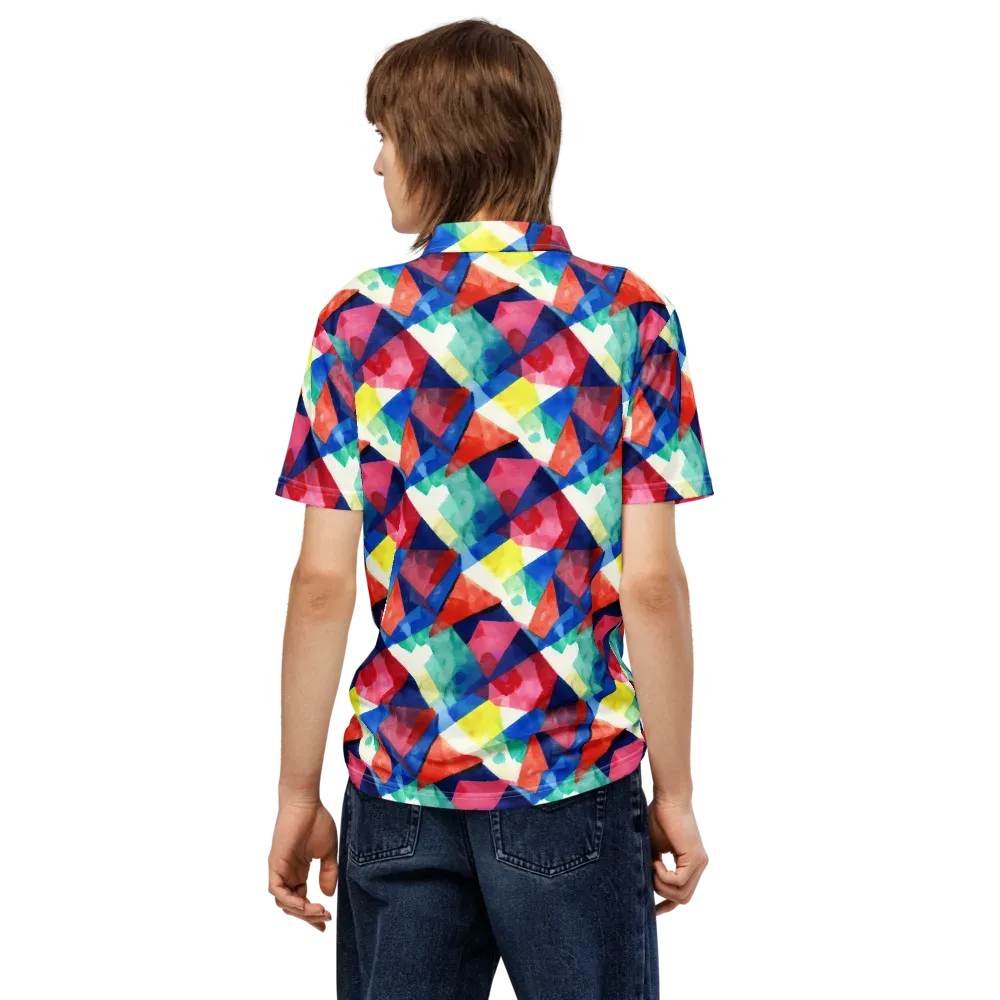 Chromatic Collage on Men's Slim Fit Polo Shirt — Back