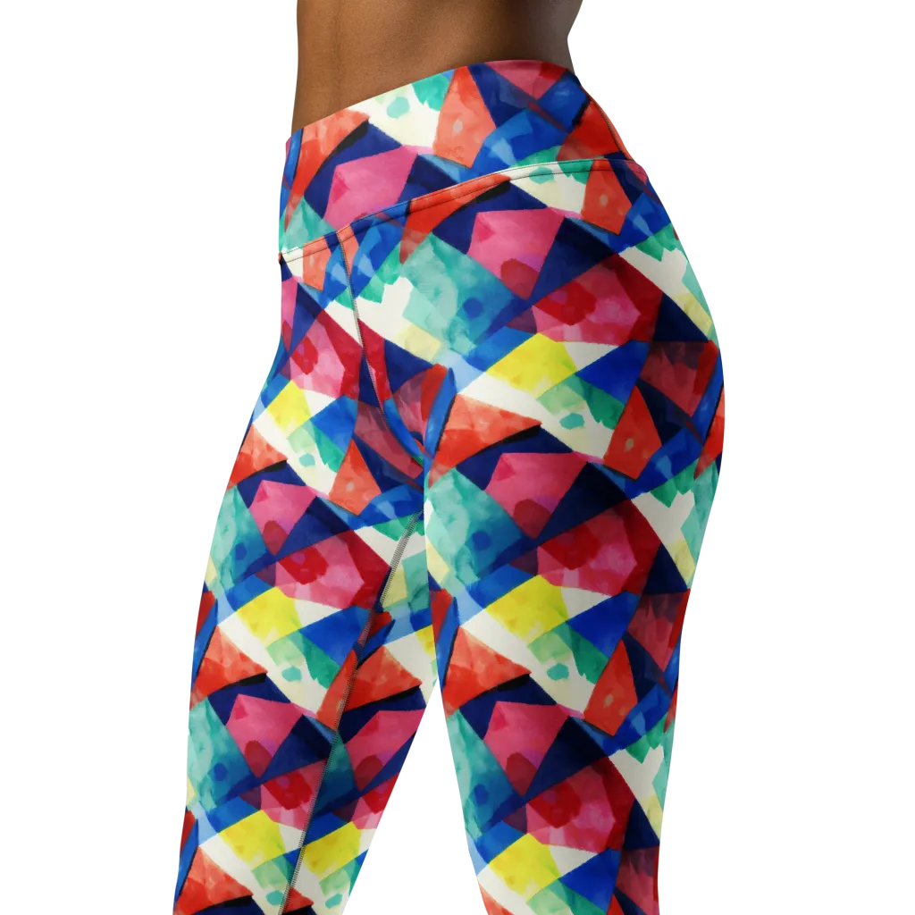 Chromatic Collage on Yoga Leggings — Left Front