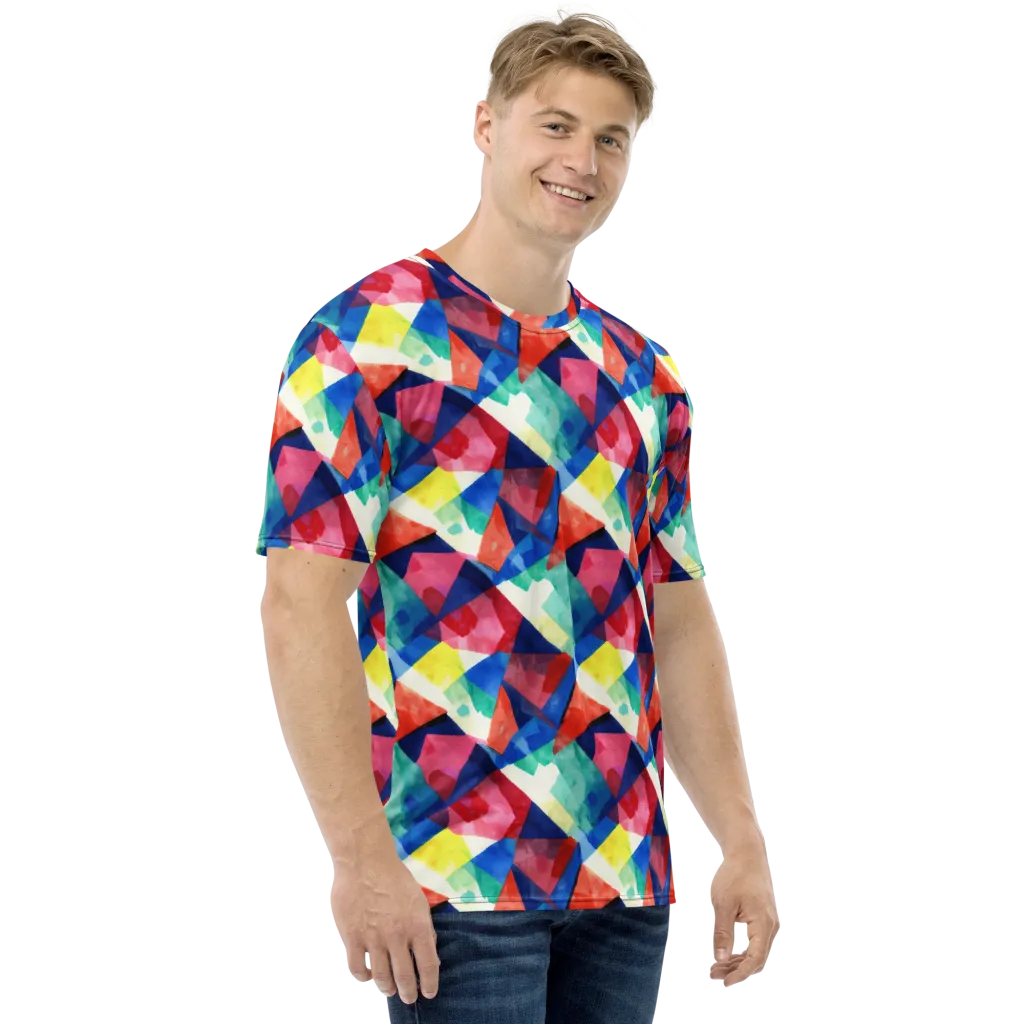 Chromatic Collage on Men's Crew Neck T-Shirt — Right