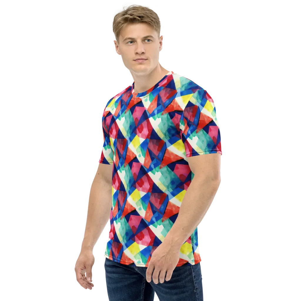 Chromatic Collage on Men's Crew Neck T-Shirt — Left
