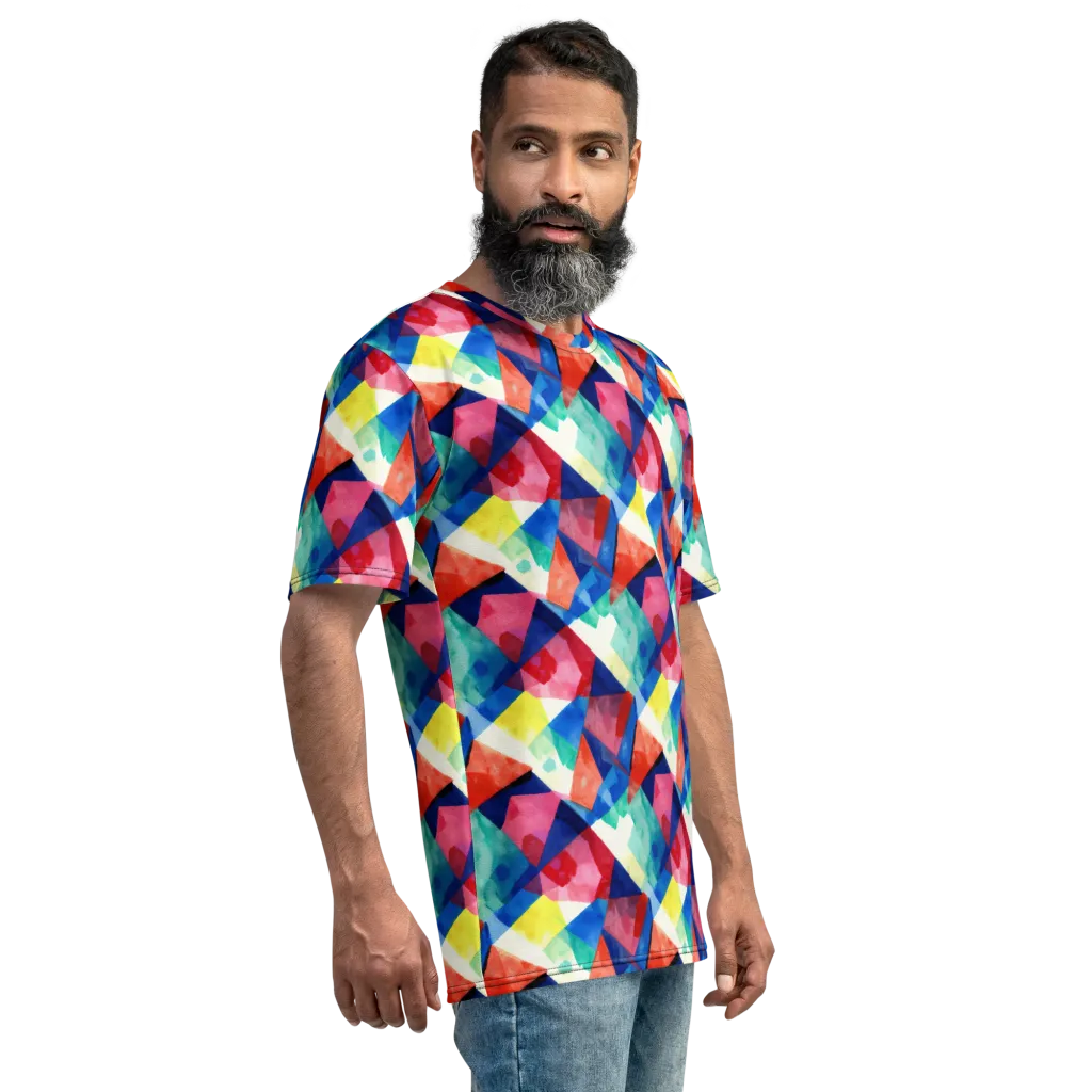 Chromatic Collage on Men's Crew Neck T-Shirt — Right