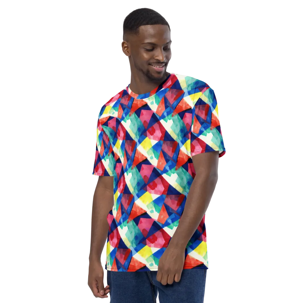 Chromatic Collage on Men's Crew Neck T-Shirt — Left