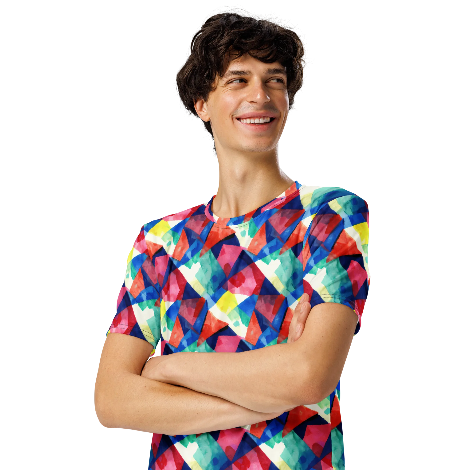 Chromatic Collage on Men's Crew Neck T-Shirt — Left Front
