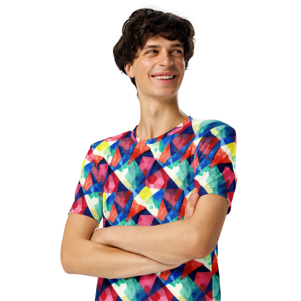Chromatic Collage on Men's Crew Neck T-Shirt — Left Front