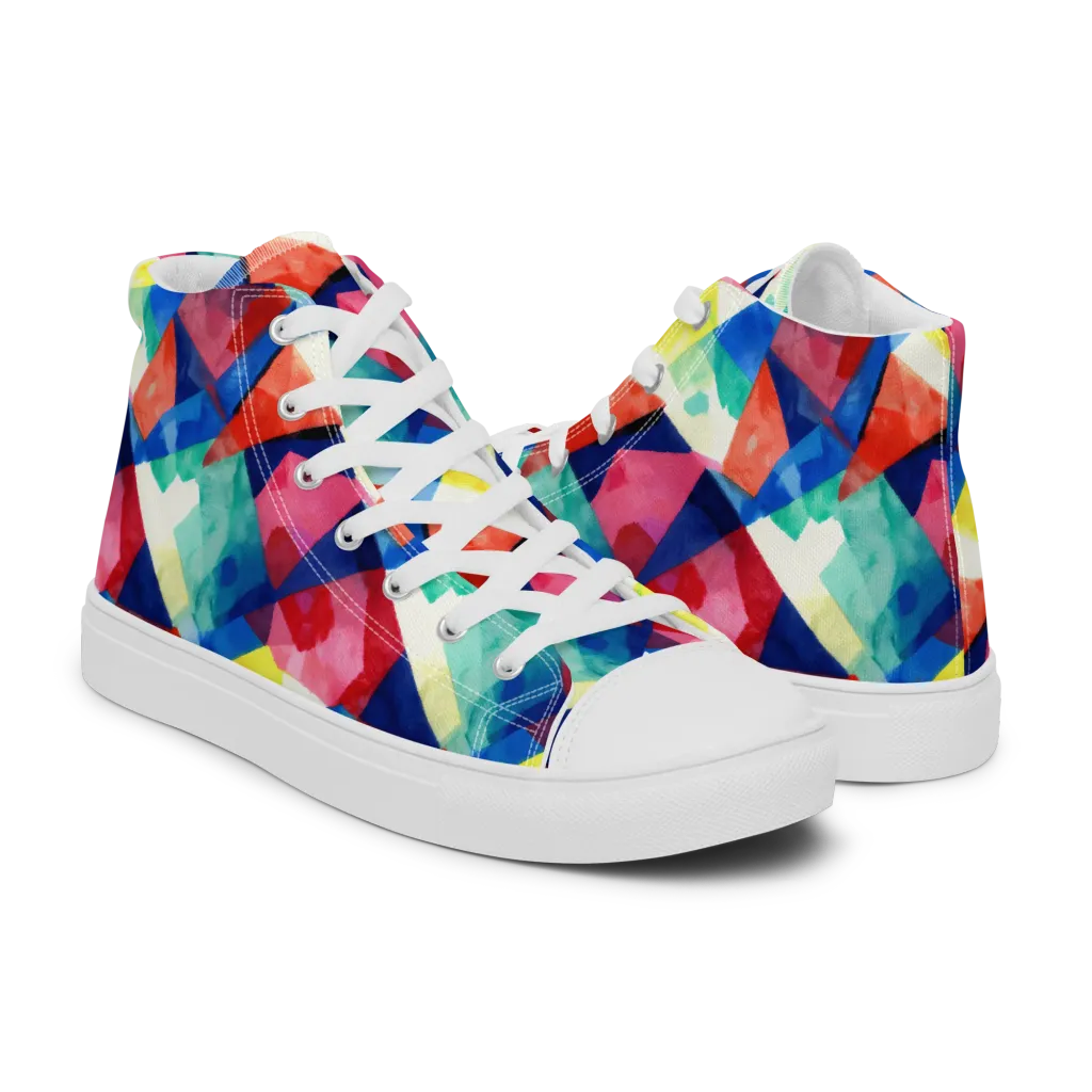 Chromatic Collage on Men's High Top Canvas Shoes — Right