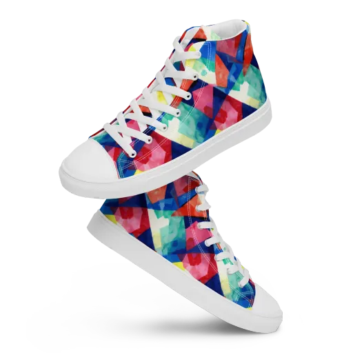 Chromatic Collage on a Men's High Top Canvas Shoes