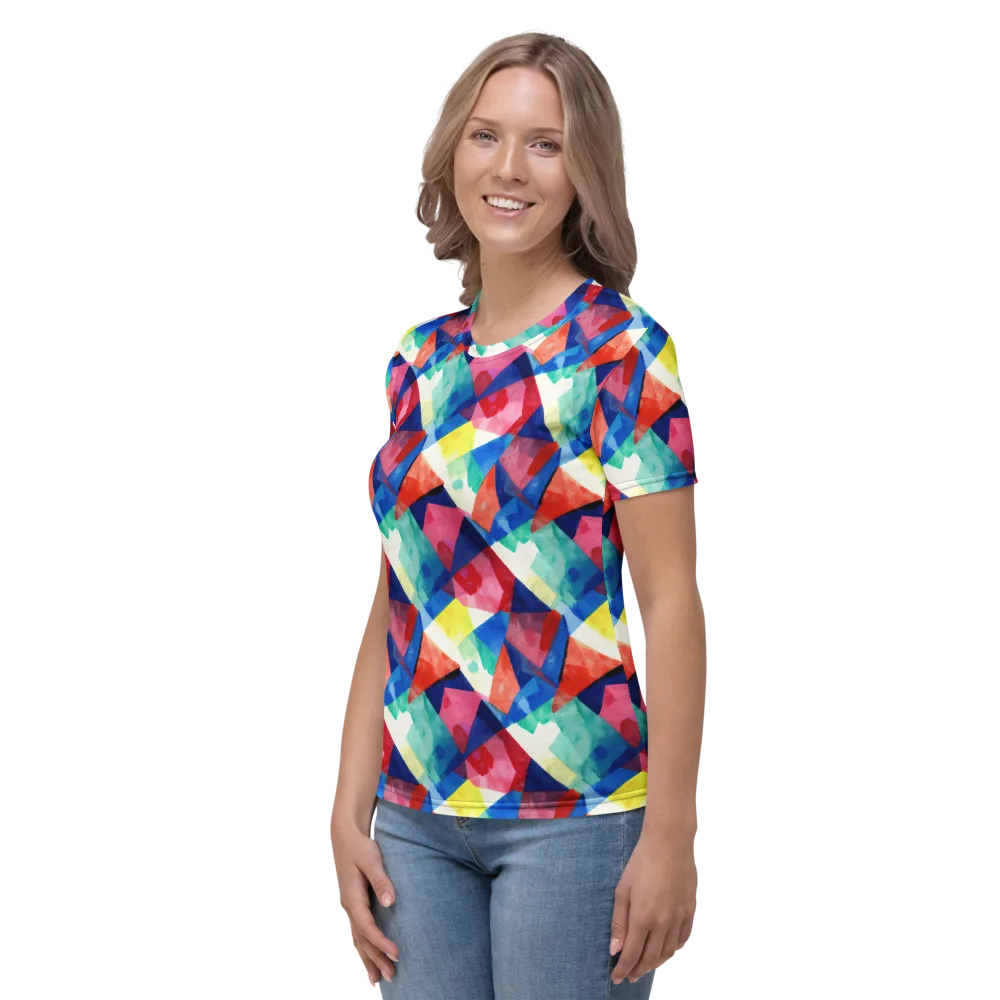 Chromatic Collage on Women's Crew Neck T-Shirt — Left