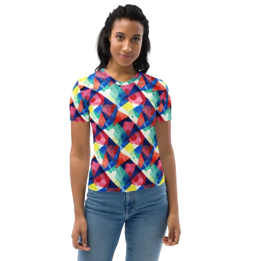Chromatic Collage on a Women's Crew Neck T-Shirt