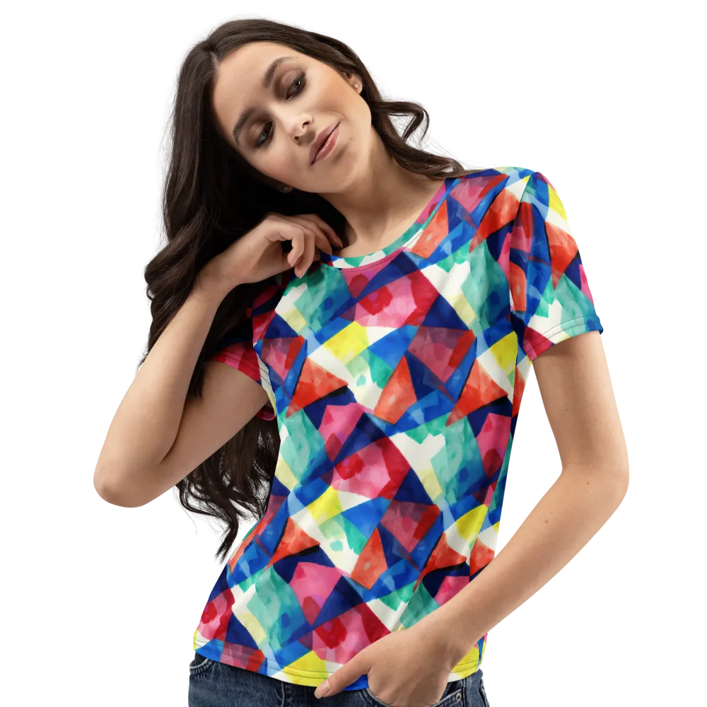 Chromatic Collage on Women's Crew Neck T-Shirt — Left Front