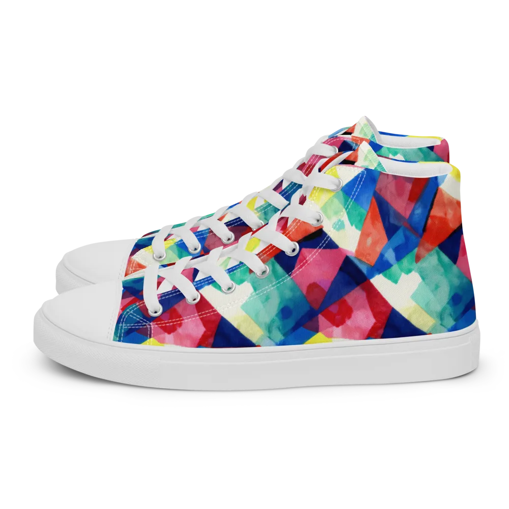 Chromatic Collage on Women's High Top Canvas Shoes — Left