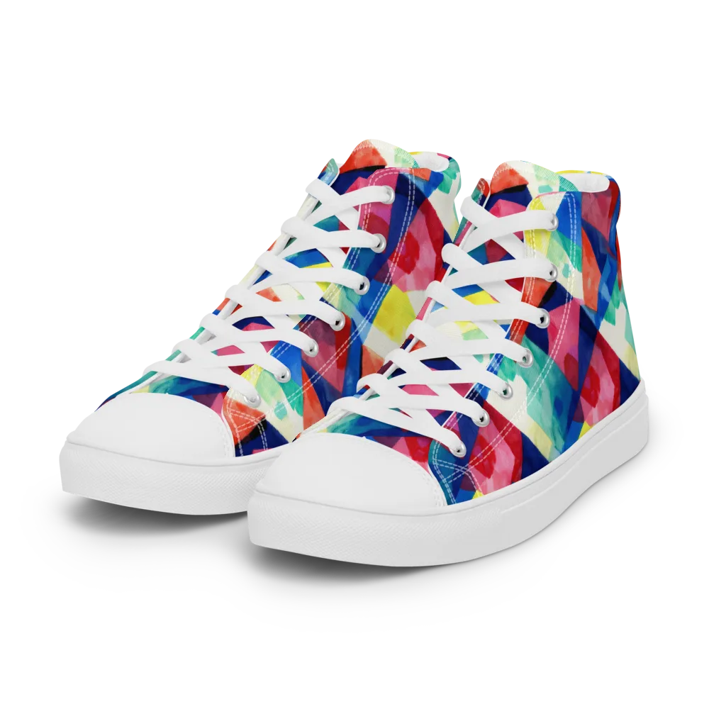 Chromatic Collage on Women's High Top Canvas Shoes — Left Front