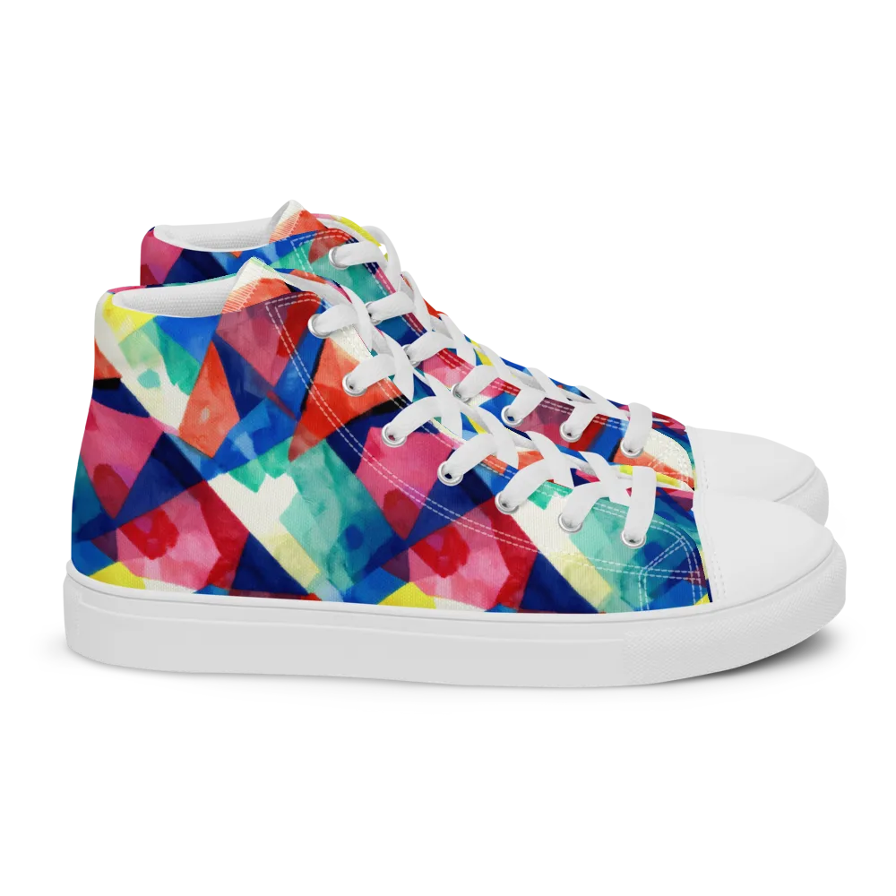 Chromatic Collage on Women's High Top Canvas Shoes — Right