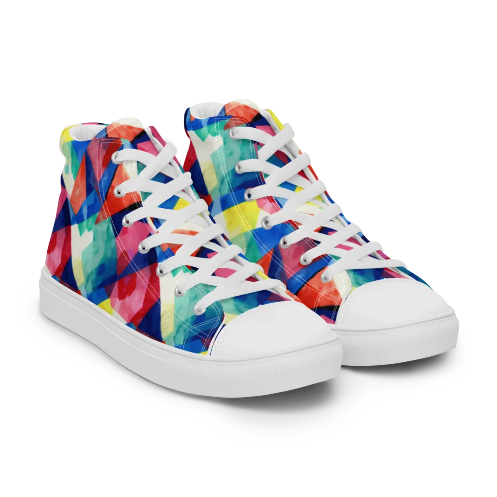 Chromatic Collage on Women's High Top Canvas Shoes — Right Front