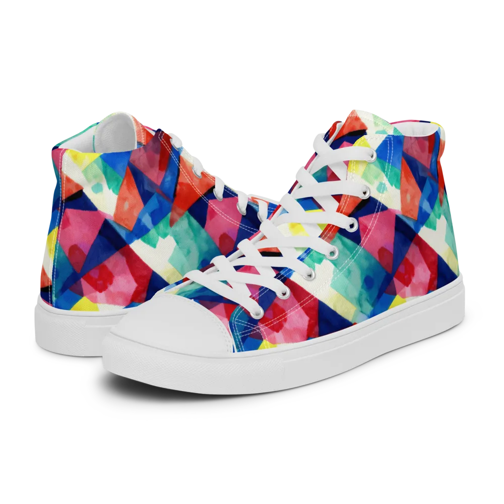 Chromatic Collage on Women's High Top Canvas Shoes — Left