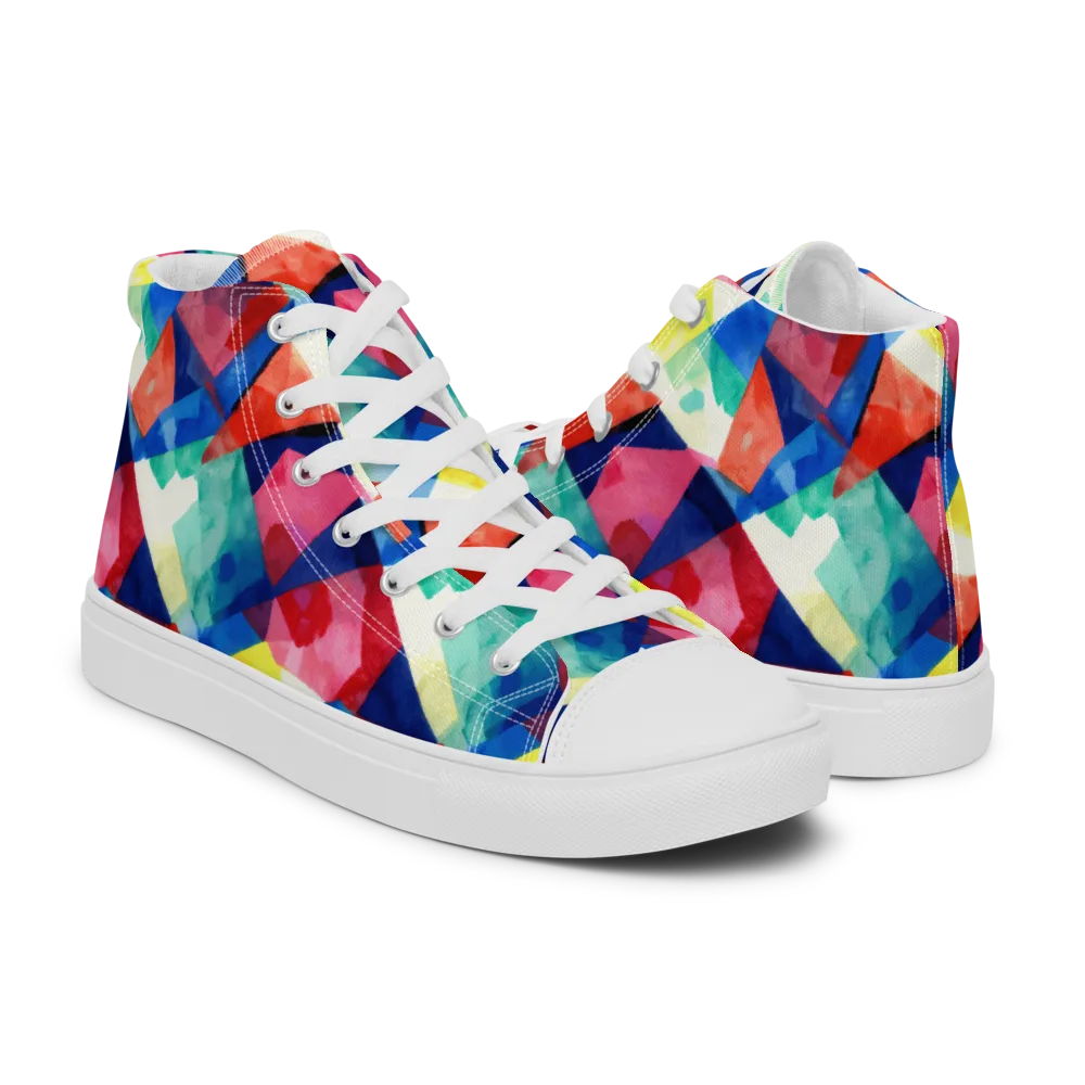 Chromatic Collage on Women's High Top Canvas Shoes — Right