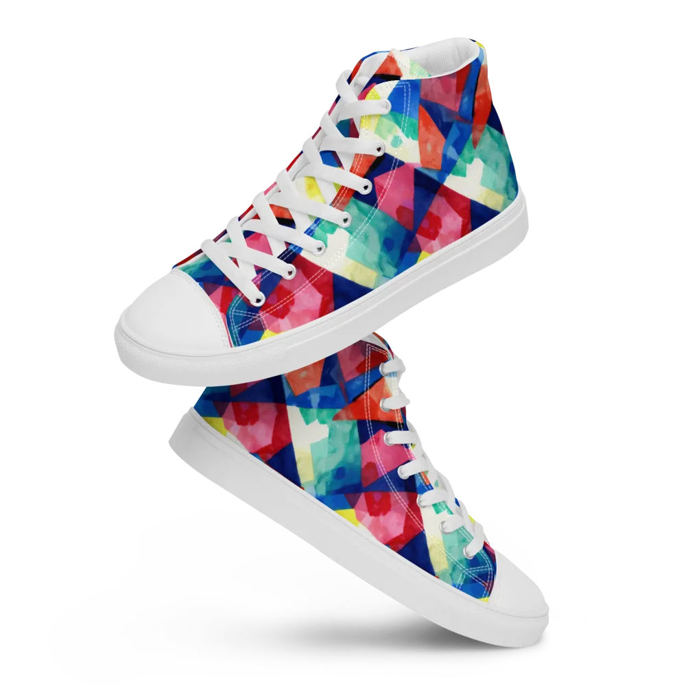 Chromatic Collage on Women's High Top Canvas Shoes — Front