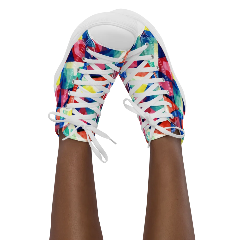 Chromatic Collage on Women's High Top Canvas Shoes — Front