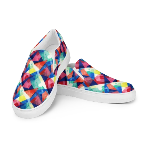 Chromatic Collage on a Men's Slip-On Canvas Shoes