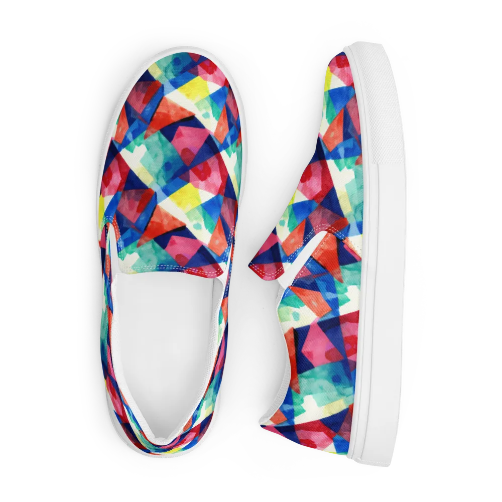 Chromatic Collage on Men's Slip-On Canvas Shoes — Front