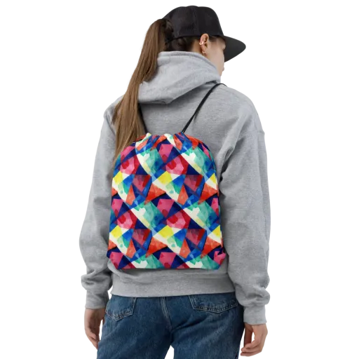 Chromatic Collage on a Drawstring Bag