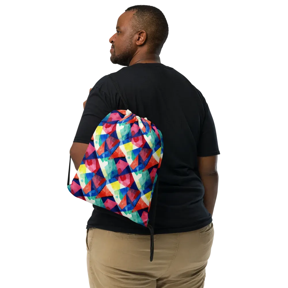 Chromatic Collage on Drawstring Bag — Front