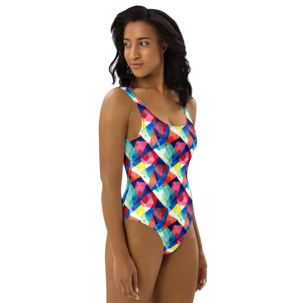 Chromatic Collage on One-Piece Swimsuit — Right