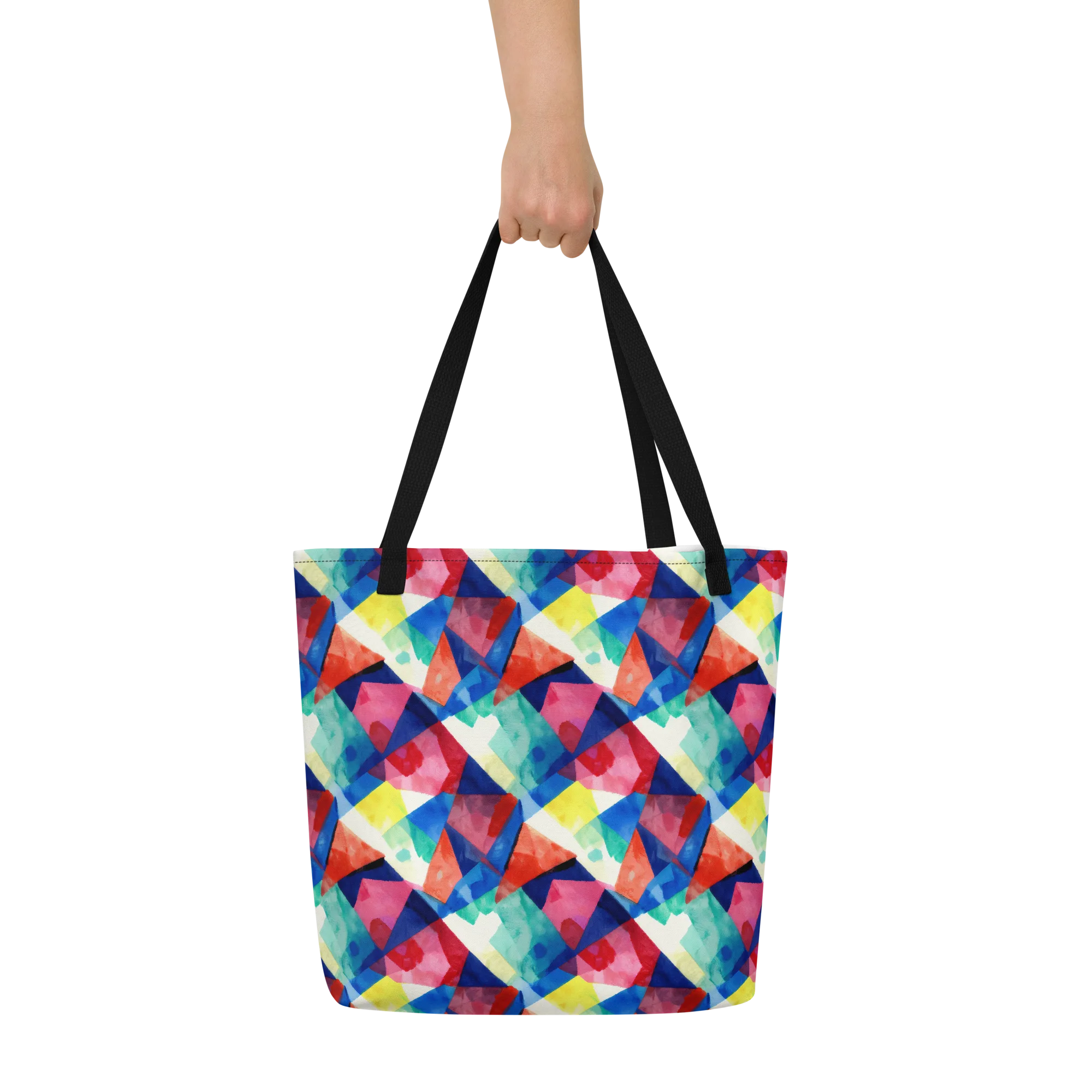 Chromatic Collage on Large Tote Bag W/ Pocket — Front