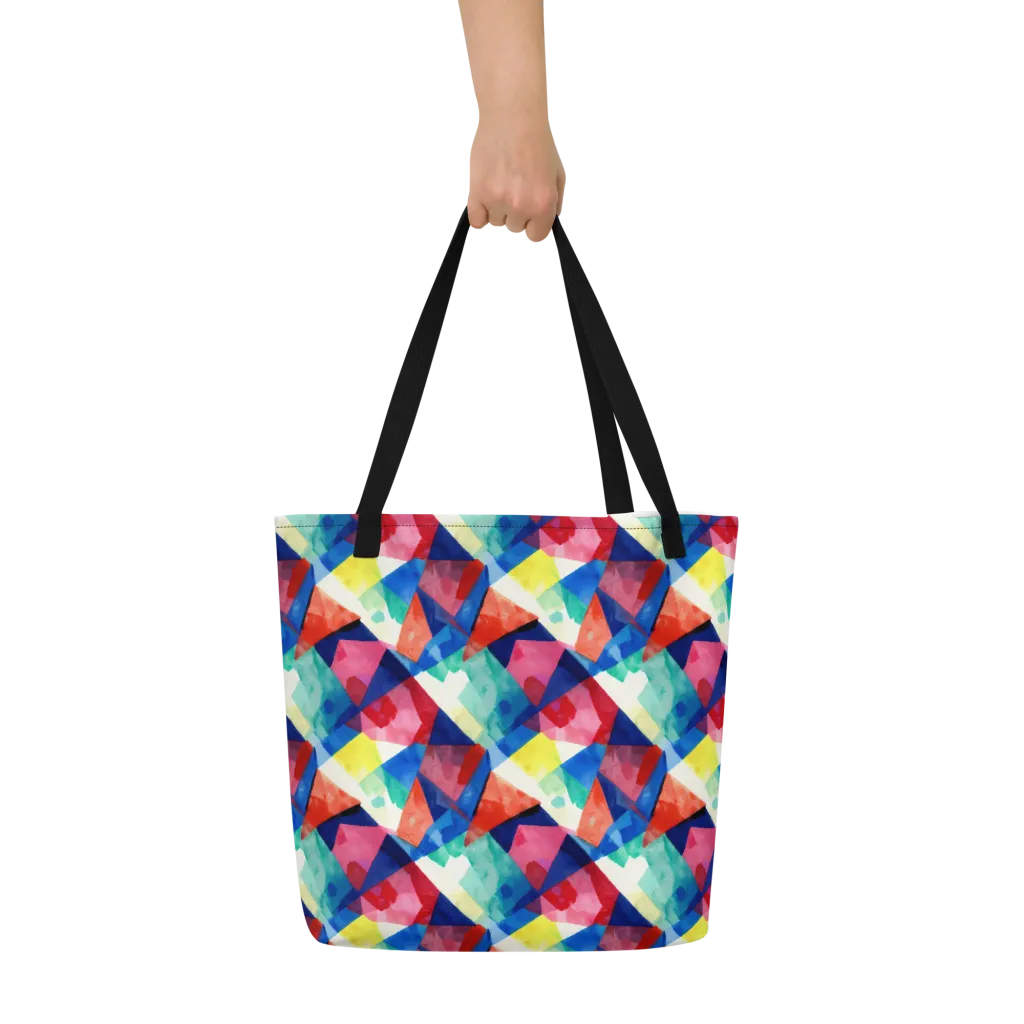 Chromatic Collage on Large Tote Bag W/ Pocket — Front