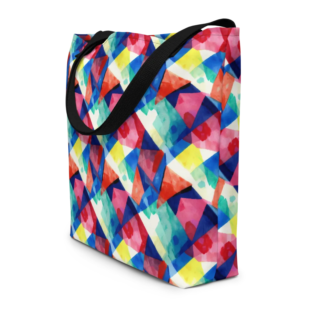 Chromatic Collage on Large Tote Bag W/ Pocket — Front