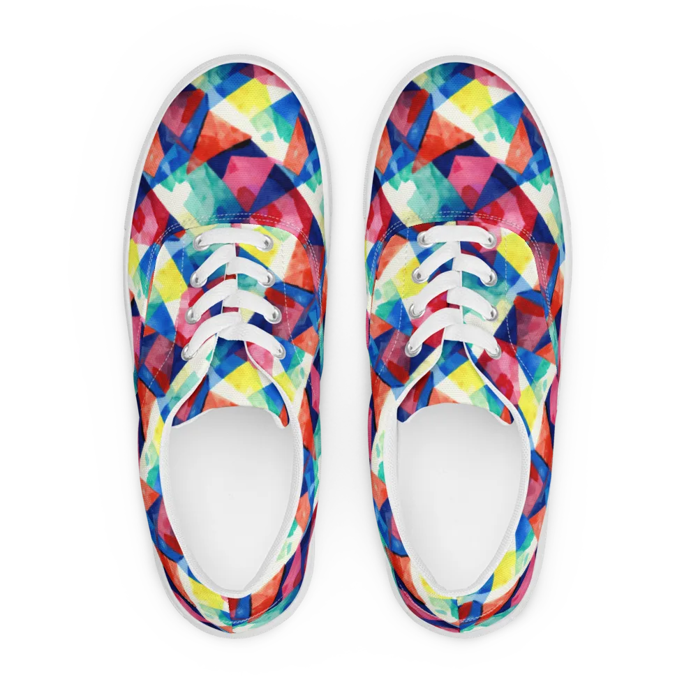 Chromatic Collage on Men's Lace-Up Canvas Shoes — Front
