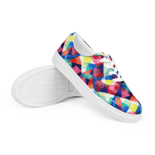 Chromatic Collage on a Men's Lace-Up Canvas Shoes