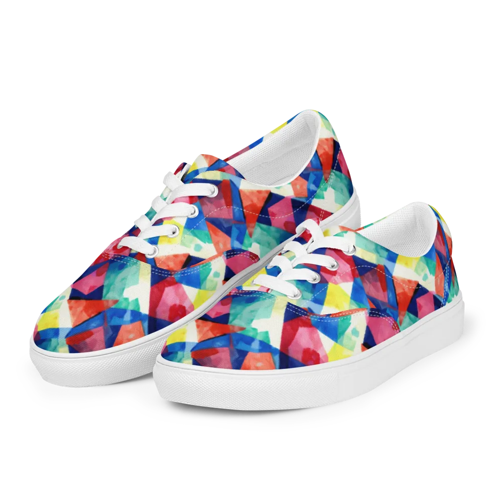 Chromatic Collage on Men's Lace-Up Canvas Shoes — Left Front