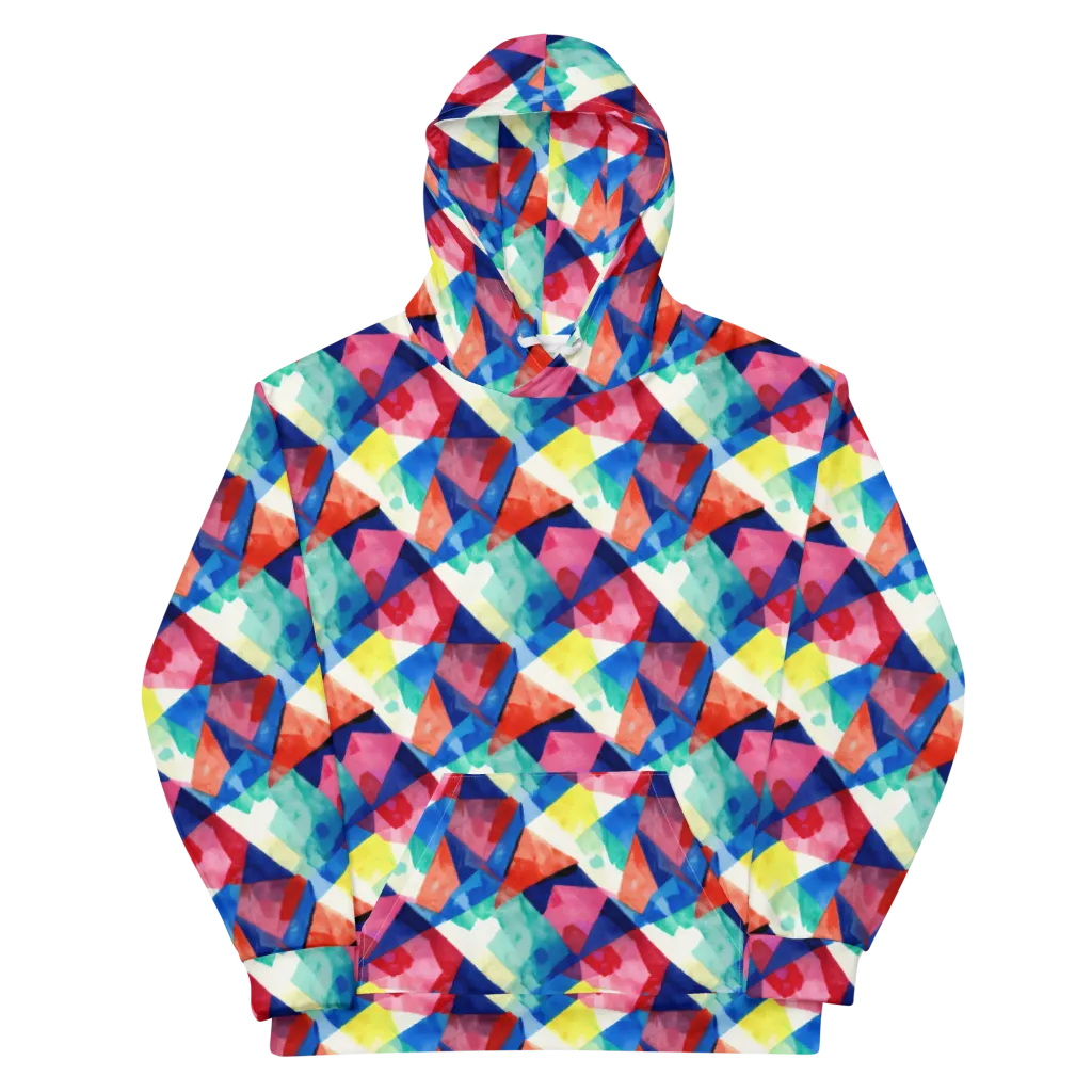 Chromatic Collage on Cotton Hoodie — Front