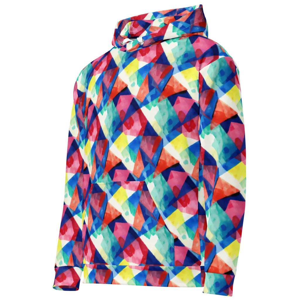 Chromatic Collage on Cotton Hoodie — Left Front