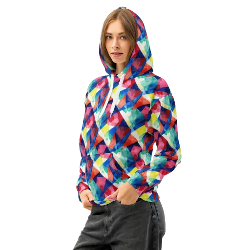Chromatic Collage on a Cotton Hoodie