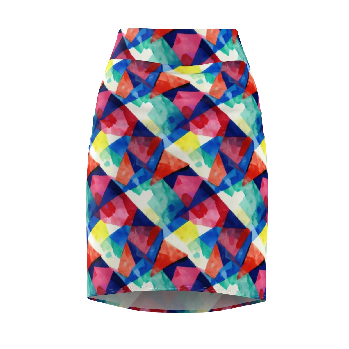 Chromatic Collage on Pencil Skirt — Front