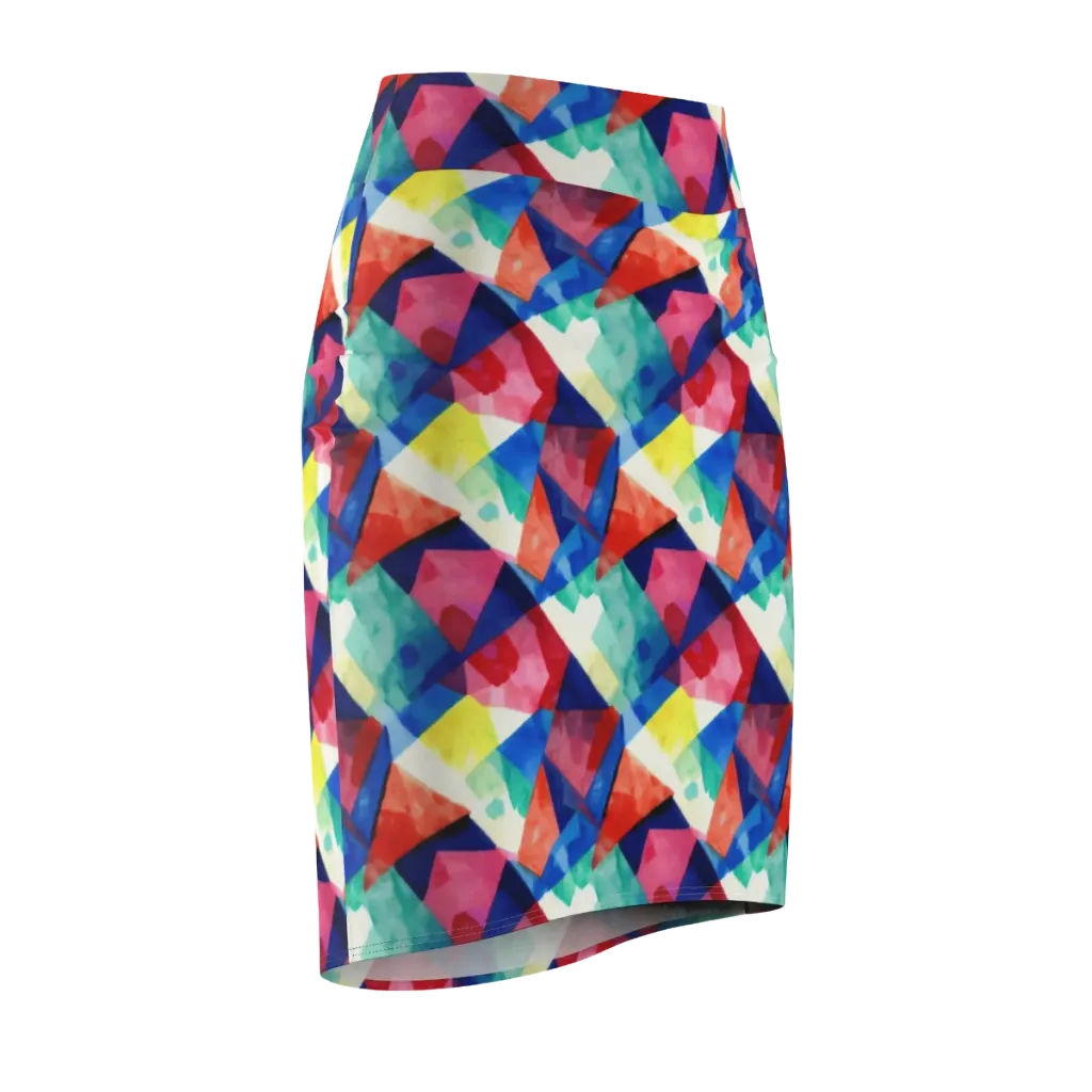 Chromatic Collage on Pencil Skirt — Front Side