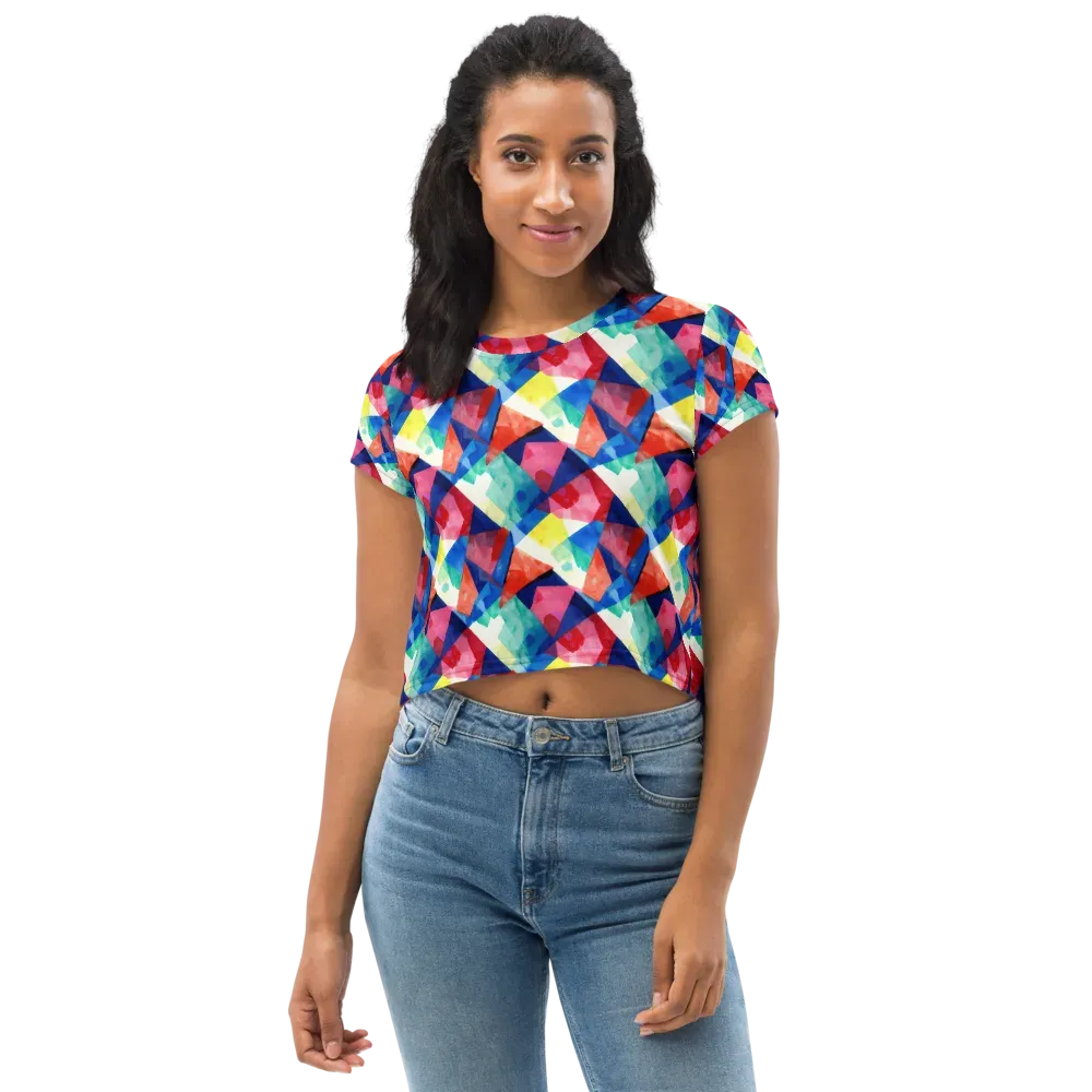 Chromatic Collage on Crop Tee — Front