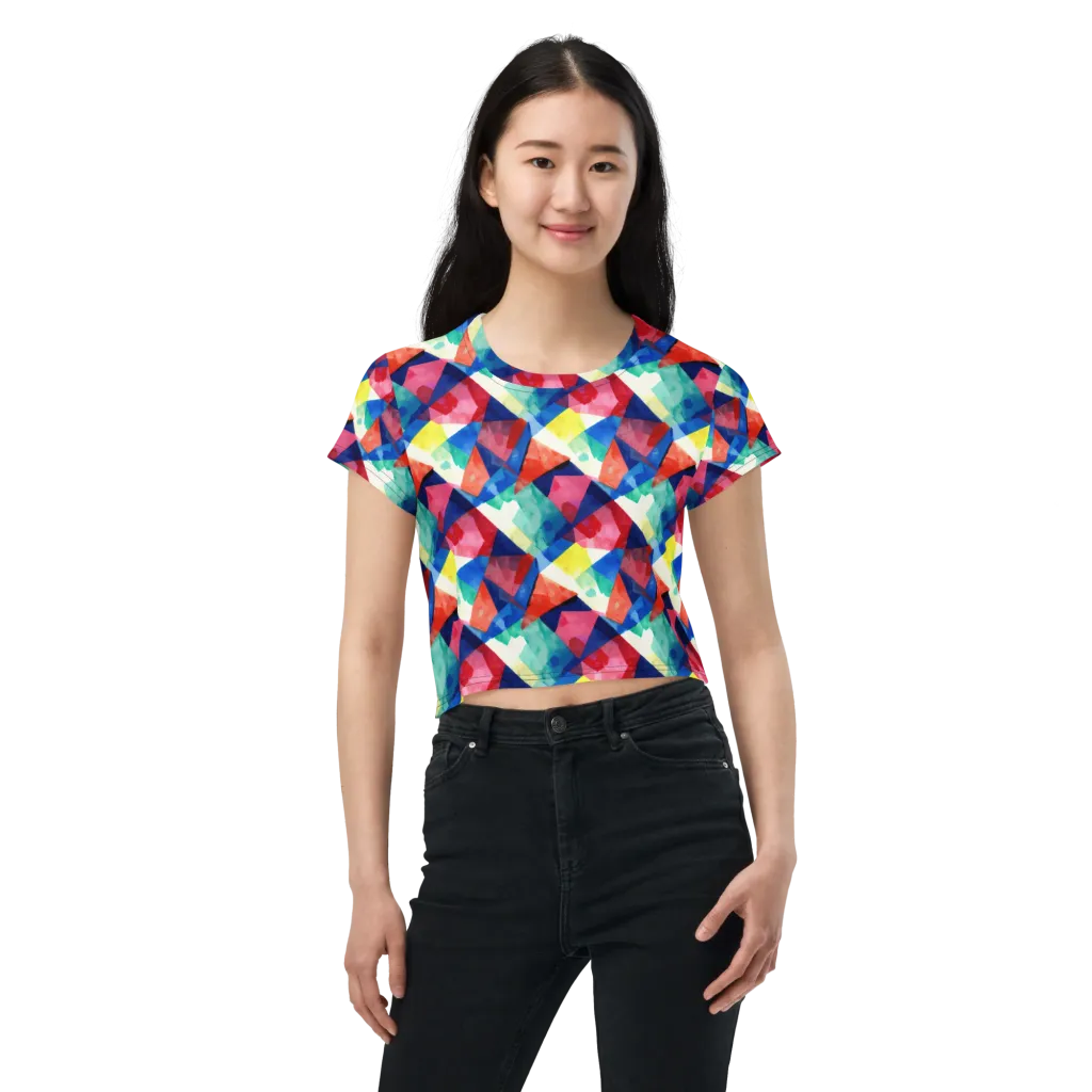 Chromatic Collage on Crop Tee — Front