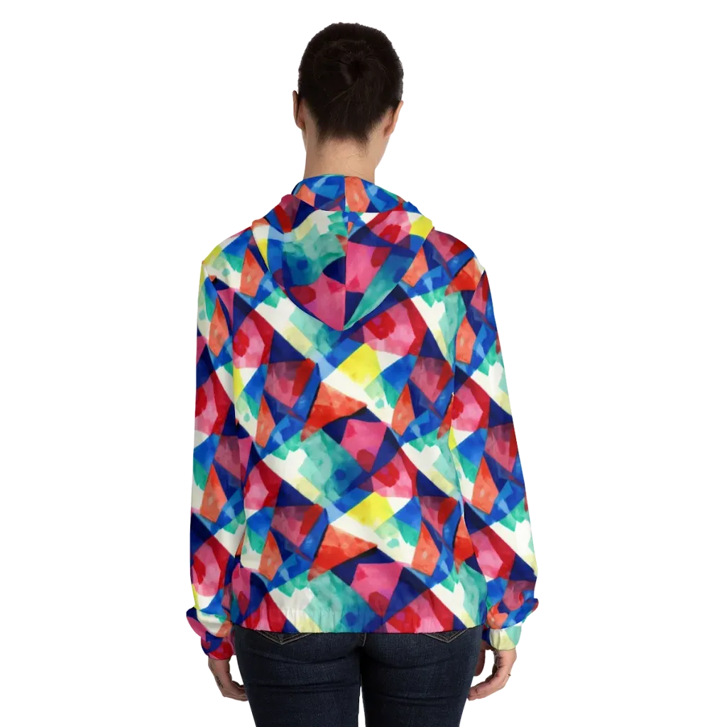 Chromatic Collage on Women's Full-Zip Hoodie — Back On Person