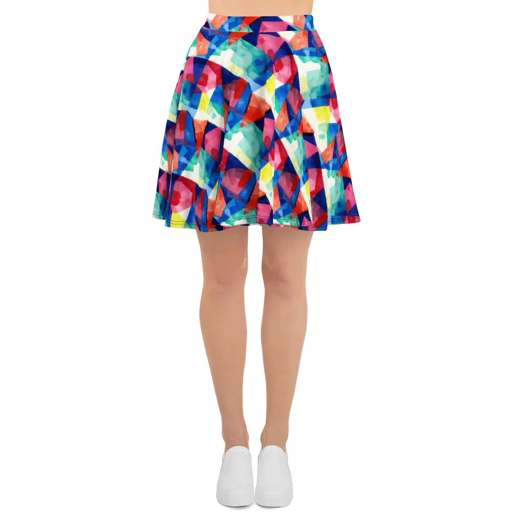 Chromatic Collage on Skater Skirt — Front