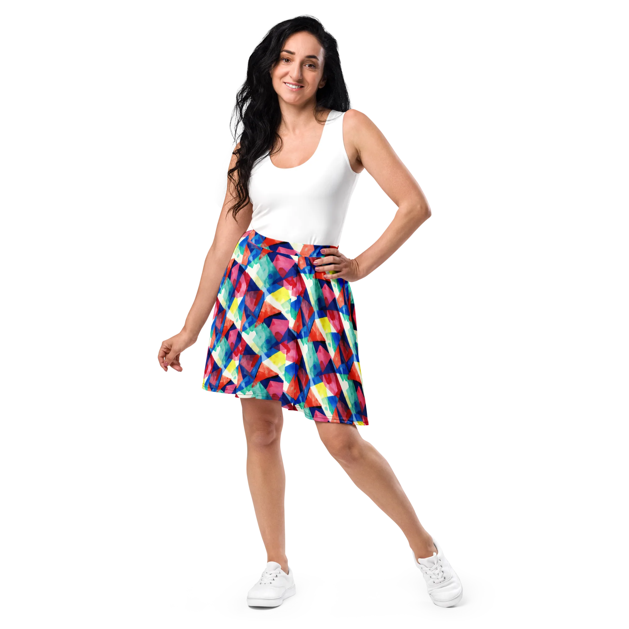 Chromatic Collage on Skater Skirt — Front