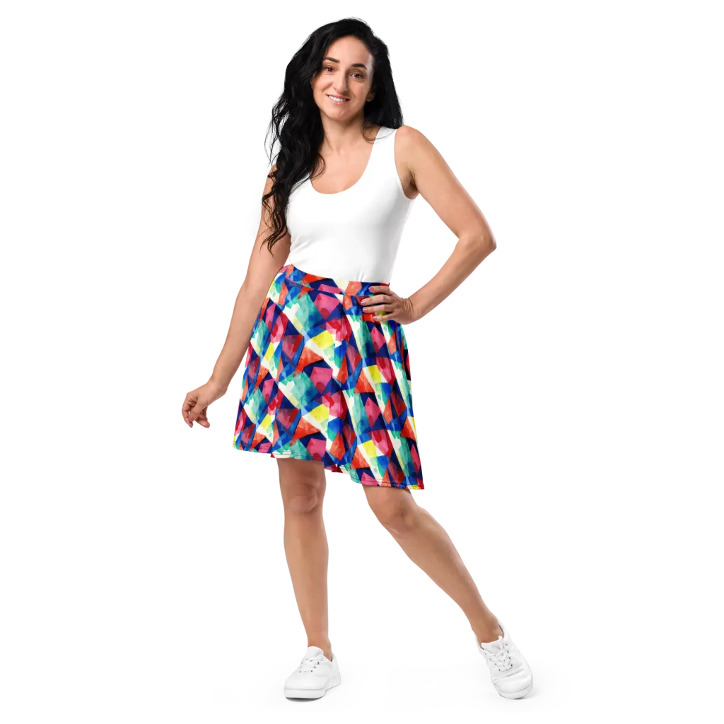 Chromatic Collage on Skater Skirt — Front
