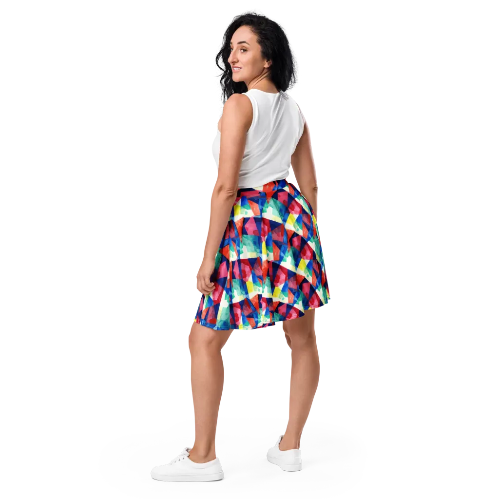 Chromatic Collage on Skater Skirt — Back