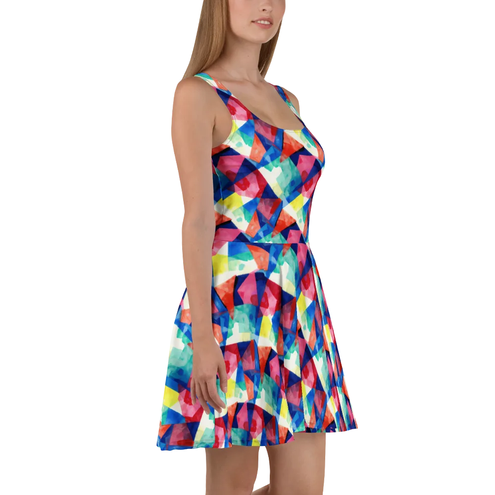 Chromatic Collage on Skater Dress — Right