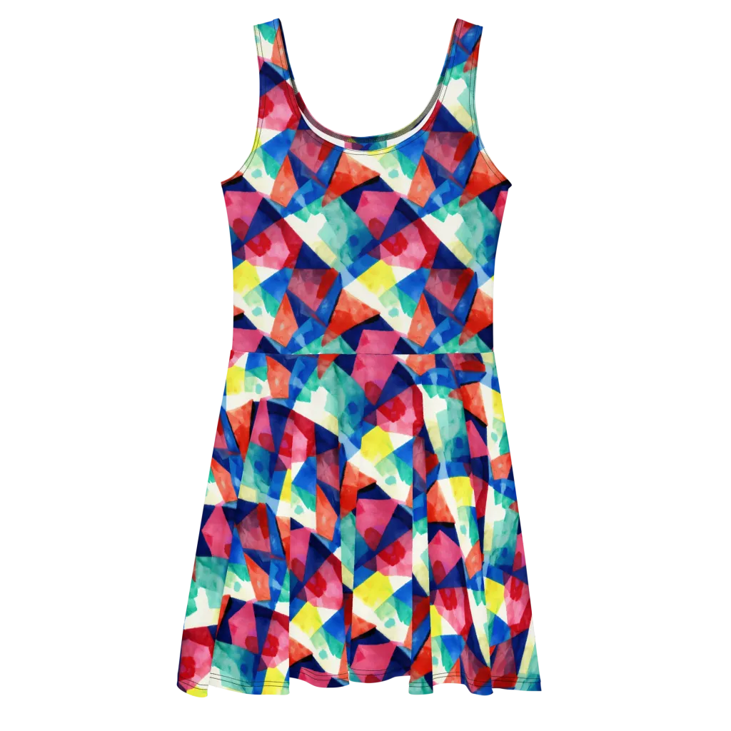 Chromatic Collage on Skater Dress — Front