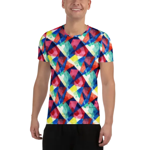Chromatic Collage on a Men's Athletic T-Shirt